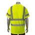 Class 3 Polyester Double Band Reflective Tape Safety T-Shirt W/ Pocket | Back side | Safety yellow